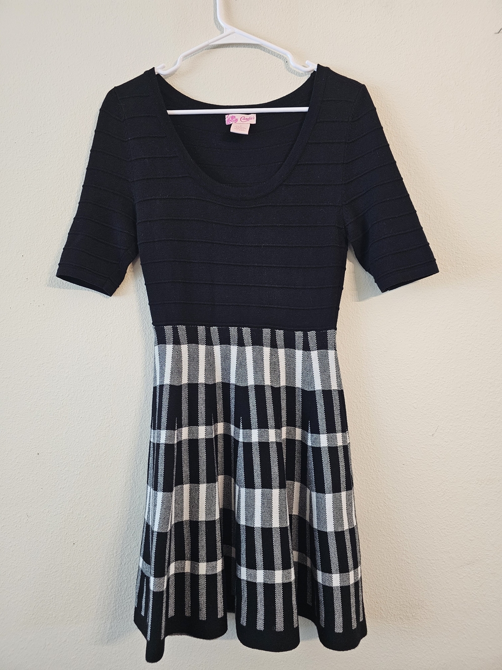 Candie's Black and White Plaid Mini Dress